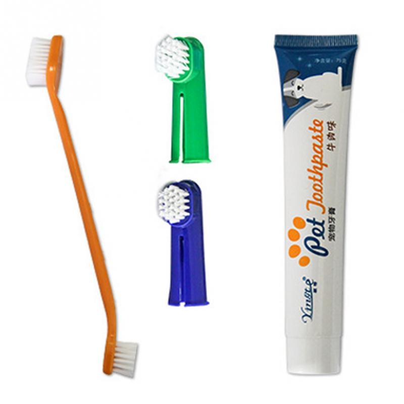 Conjunto de pasta de dente e escova de dente para animais de estimação