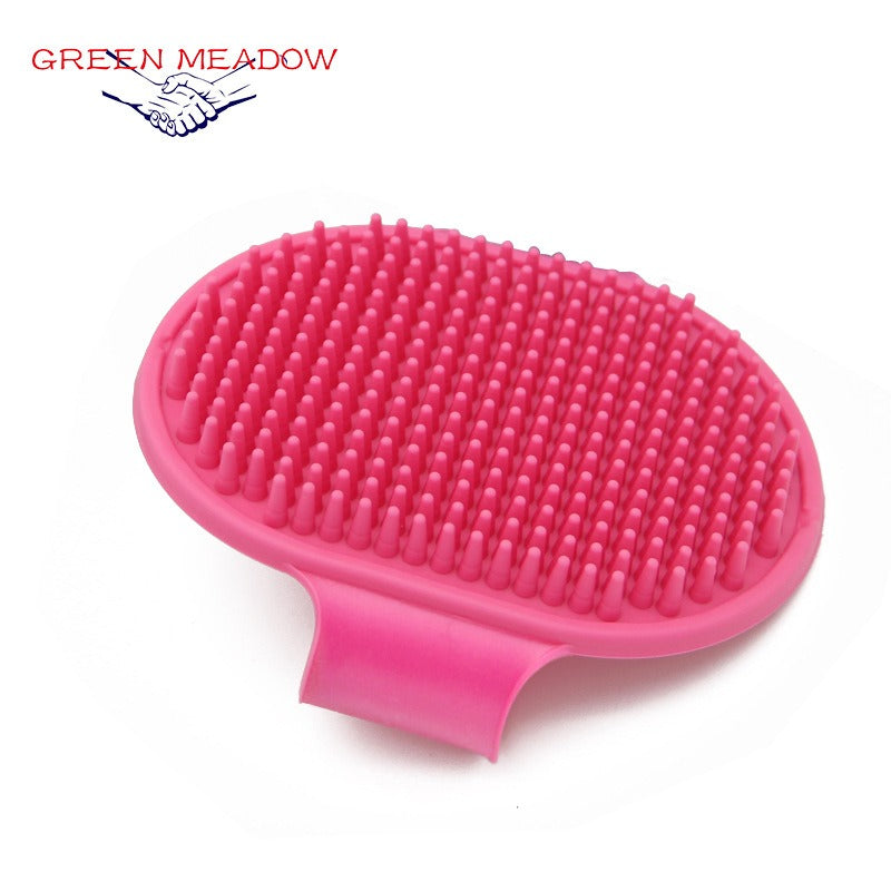 Silicone Pet Grooming Brush for Bathing Massage Brush Rubber Shampoo Comb with Adjustable Ring
