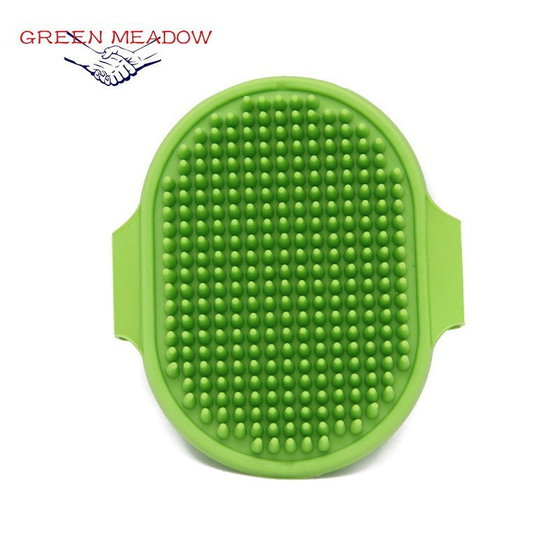 Silicone Pet Grooming Brush for Bathing Massage Brush Rubber Shampoo Comb with Adjustable Ring