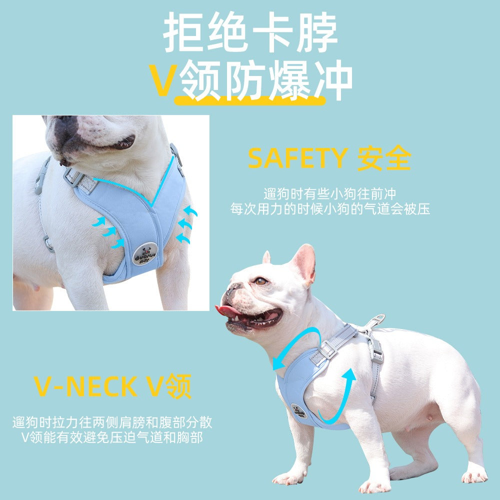 Novo estilo de coleira para cães respirável, peito e alça de ombro colete reflexivo, coleira para animais de estimação